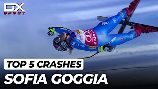 Top 5 Best Crashes by Sofia Goggia  Alpine Ski 🇮🇹 [upl. by Ashford986]