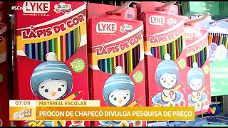 Procon de Chapecó divulga pesquisa de preços de material escolar [upl. by Onitrof]