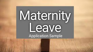 Maternity Leave  Maternity Leave Application  Maternity leave application for teachers [upl. by Oira]