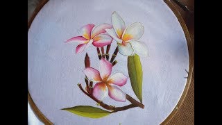 Acrylic Floral painting Fabric painting techniquesFabric painting on clothes [upl. by Haleeuqa]