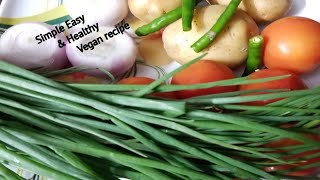 Easy Vegan Recipe  Vegetarian recipe ideashowtomakeeasyveganrecipesspringonionscurryvegcurry [upl. by Dorkas]