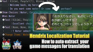 Hendrix Localization RPG Maker MVMZ plugin  Tutorial 1  Text extraction and translation [upl. by Aifos881]