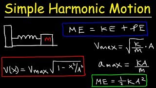 Energy In a Simple Harmonic Oscillator  Maximum Velocity amp Acceleration Calculations [upl. by Madalena]