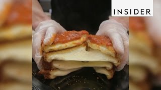 The fried mozzarella grilled cheese will make your jaw drop [upl. by Annayak]