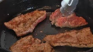 PanGrilling Thin Steaks  Steak Recipes [upl. by Krall]