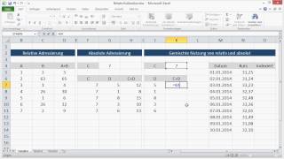 Excel Basics Absolute und Relative Adressierung [upl. by Ajim942]