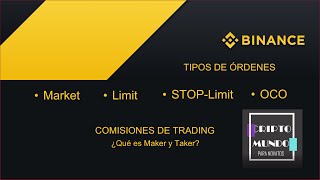 BINANCE TIPOS DE ÓRDENES mercado limite StopLimit OCO [upl. by Eelinej]