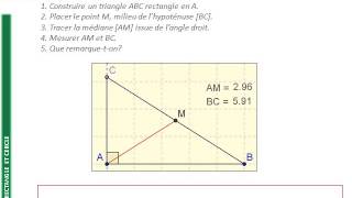 4ème  TRIANGLE RECTANGLE ET CERCLE  Médiane issue de langle droit [upl. by Rochelle]