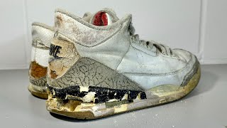 1994 Jordan 3 White Cement Restoration  From Trashed To Treasure [upl. by Naruq877]