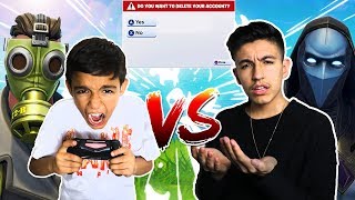 Intense Fortnite 1v1 Against 10 Year Old Little Brother Loser DELETES Account RAGE [upl. by Nessa]