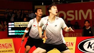 Marcus Gideon Agrippina TRICKSHOT Against Lee Yong Dae  Marcus Gideon Agrippina vs Jung Lee [upl. by Rothberg545]