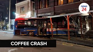 WATCH  Caffeine crash Several injured after MyCiTi bus crashes into popular Cape Town coffee shop [upl. by Yeclehc593]