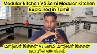 Modular kitchen VS Semi Modular kitchen Explain in Tamil  Interior design Tamil  Spacesix  PS [upl. by Akinimod753]