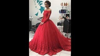 Ball Gown OfftheShoulder Long Sleeves Lace Tulle Dresses  Hebeos [upl. by Ahsetel983]