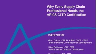 Why Every Logistics Professional Needs the APICS CLTD [upl. by Ginnifer203]