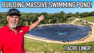 Pulling a MASSIVE 1 Acre Pond Liner Over My Swimming Pond It Ripped [upl. by Petracca446]