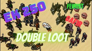 TIBIA  EK 250 SOLO  GAFIR  FEYRIST MOUNTAINS  DOUBLE LOOT  UPANDO LVL 1K E PEGANDO TROFÉU [upl. by Fisher]