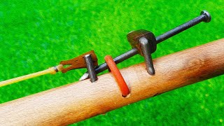 How to Make a Nail Slingshot from Wood and Rubber Tubes  DIY Slingshot Tutorial [upl. by Dnalyk731]