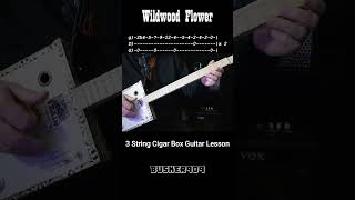 Easy Beginner Wildwood Flower  no Chat 3 String Cigar Box Guitar Lesson with Tab CBG [upl. by Ebeohp478]