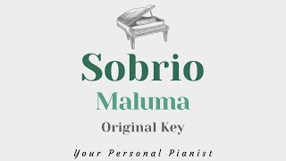 Sobrio  Maluma Original Key Karaoke  Piano Instrumental Cover with Lyrics [upl. by Whitman]