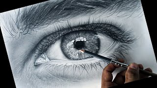 HOW TO Draw Realistic EYE using Graphite Pencils  Step by Step Tutorial for Beginners [upl. by Yeoz]