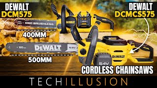 🔥THE MOST BRUTAL 5460V Cordless Chainsaws from DEWALT😱  DCM575 vs DCMCS575  Review amp Test [upl. by Ranip]