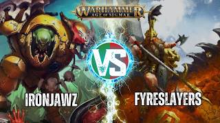 Fyreslayers VS Ironjawz  Age of Sigmar Battlereport [upl. by Nitsruk]