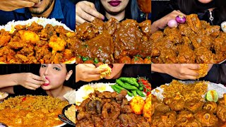 ASMR EATING SPICY CHICKEN CURRY MUTTON CURRY EGG CURRY  BEST INDIAN FOOD MUKBANG Foodie India [upl. by Notac959]