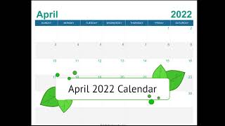 April 2022 Calendar Printable with Holidays [upl. by Hobard547]