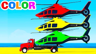 FUN HELICOPTER on Truck amp Cars Spiderman Cartoon for Children amp Colors for Kids w Nursery Rhymes [upl. by Downey]