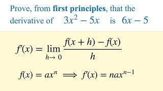 Finding the Derivative from First Principles  AS LevelYear 12 Mathematics [upl. by Gentry]