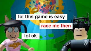 Roblox  Tower of Hell  Racing An Overconfident Player [upl. by Aneerol]