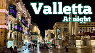 Malta at Night  16 minutes live walk in Valletta [upl. by Koressa243]