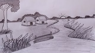 How to draw scenery with pencil step by step  MarysDrawing [upl. by Arvie]