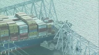 Baltimore bridge collapses after ship collision rescues underway [upl. by Annoik403]