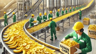 Banana Chips Mega Factory Processing Millions of Bananas with CuttingEdge Technology [upl. by Burk]