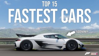 Forza Horizon 5  TOP 15 FASTEST CARS With NEW Tunes [upl. by Sharman742]