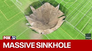 Massive sinkhole opens at soccer field in downstate Illinois [upl. by Azral]