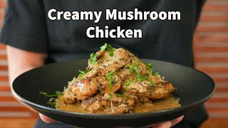 One Pot Creamy Mushroom Chicken  Creamy Garlic Mushroom Sauce [upl. by Noemys]