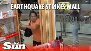 Customers flee as 74magnitude earthquake strikes Philippines [upl. by Florie293]