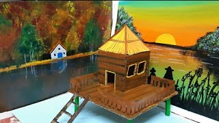 Cardboard Stilt House II Stilt House II Easy DIY II House School projectSummer Craft Idea [upl. by Benildas615]