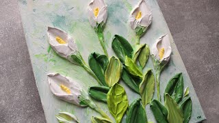 Calla Lillies Painting I Flowers Impasto Painting Tutorial [upl. by Blanding]