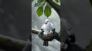 White Dove Protects Chicks from Intense Snowstorm viralvideo dove birds trending snow [upl. by Vachell587]