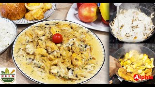 Emincé de Poulet à la Crème et aux Champigons  Ndogou Chez Alphie Cuisine  Ramadan recipe [upl. by Anaujit]