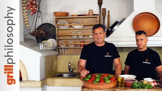 Greek gemista recipe  stuffed peppers and tomatoes in the wood fired oven  Grill philosophy [upl. by Amaerd]