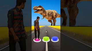 Pink yellow amp blue Button to dinosaur wolf amp gorilla funny magic video shorts [upl. by Erlandson]