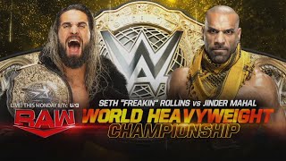 Seth “Freakin” Rollins vs Jinder Mahal – World Heavyweight Title Match Raw Jan 15 2024 [upl. by Akinor]