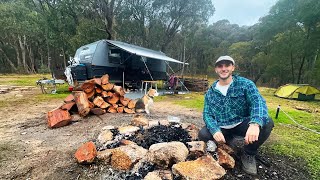 DAY  19 Camp Fire Cooking Lamb Shank Stew amp Damper 🍞 [upl. by Nodnrb]