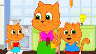 Familia de gatos  Nuevo vestido de mamá gato Dibujos animados para niños [upl. by Hauge]