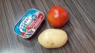 1 batata tomate e sardinha em lata  Almoço fácil e saboroso  86 [upl. by Gunther]